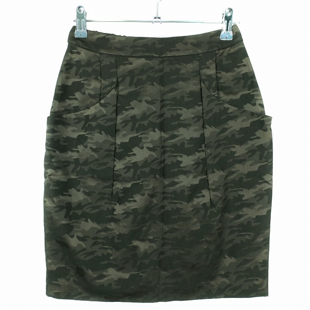 B&Y ユナイテッドアローズ BEAUTY&YOUTH ビューティー&ユース タイトスカート ミニ タック バックファスナー コットン 迷彩柄 カモフラ S拍卖