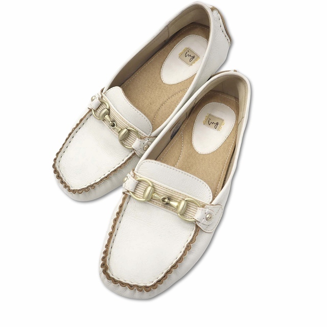 イング ing モカシン ビット ローファー オフホワイト 24.5cm レディース拍卖