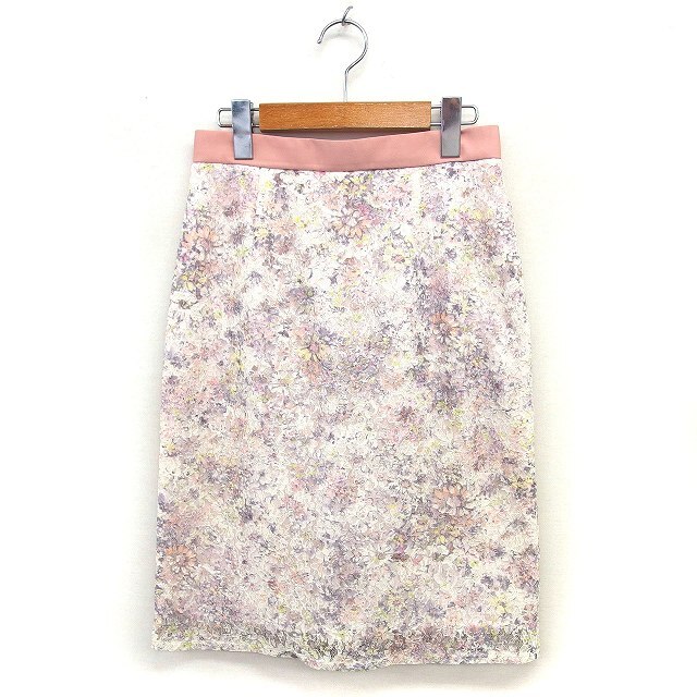 アプワイザーリッシェ Apuweiser-riche レース タイト スカート ひざ丈 スリット バックジップ 2 ピンク /NT16 レディース拍卖