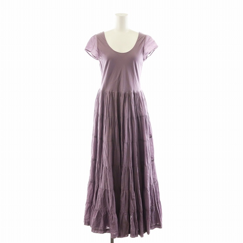 マリハ MARIHA ワンピース マキシ ロング フレンチスリーブ コットン 38 紫 パープル /AN13 レディース拍卖