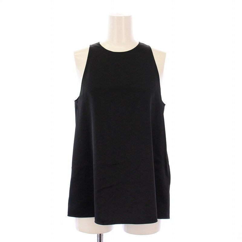 未使用品 エーピーストゥディオ EVERYDAY I LIKE 23SS ミニマルサテンノースリーブブラウス シャツ クルーネック 無地 F 黒拍卖