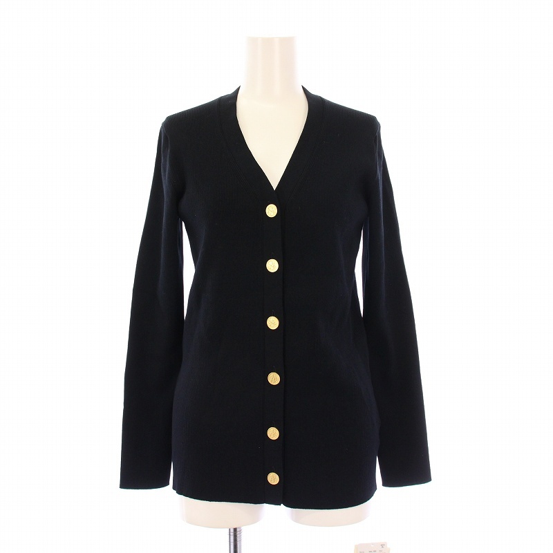 未使用品 ミューズ ドゥーズィエム クラス MUSE de Deuxieme Classe 24AW DINER RIB リブVネックカーディガン 長袖 ストレッチ 薄手 紺拍卖