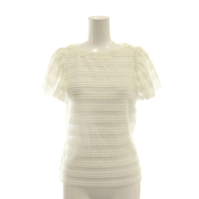 ヴァネッサブリューノ Vanessa bruno 総レースフレアスリーブトップス ブラウス 半袖 34 白 ホワイト /AT ■OS レディース拍卖