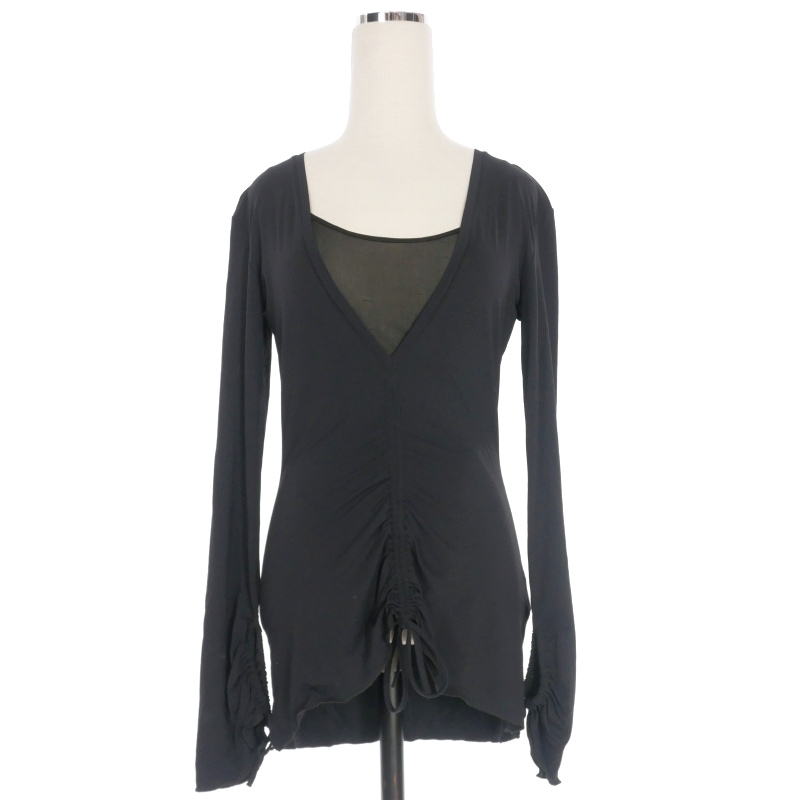 スポーツマックスコード マックスマーラ SPORTMAX CODE T-shirt/canott レイヤードカットソー Tシャツ 長袖 M ブラック 黒 レディース拍卖