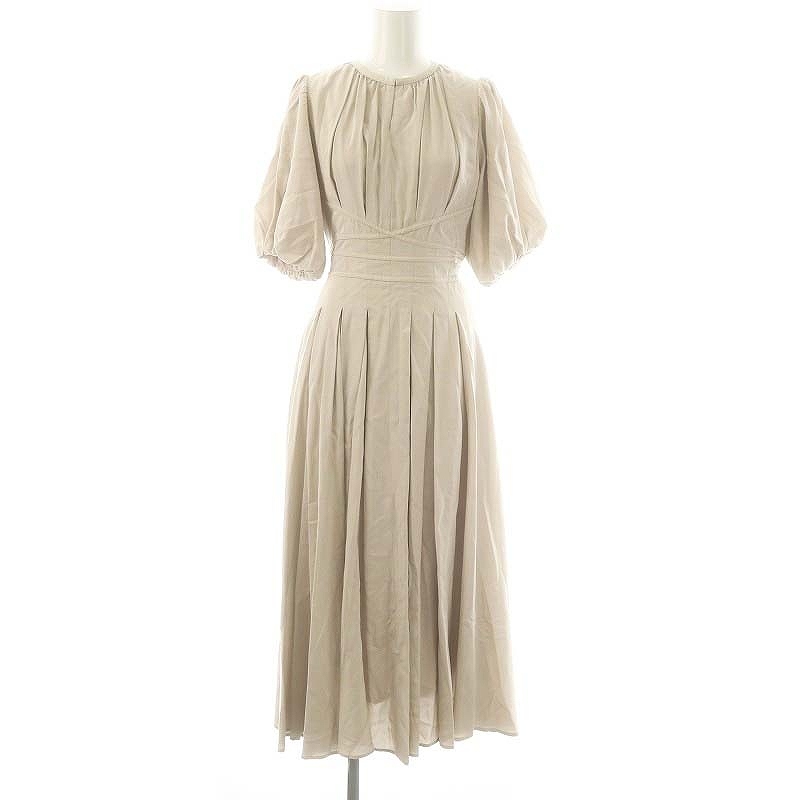 ハーリップトゥ Her lip to 25SS Fountain Lace Up Bow Dress ドレス ワンピース パフスリーブ M ベージュ /MI ■OS レディース拍卖