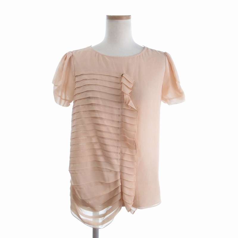 スポーツマックス マックスマーラ SPORT MAX ブラウス 半袖 フリル シルク ピンク 38 メンズ拍卖