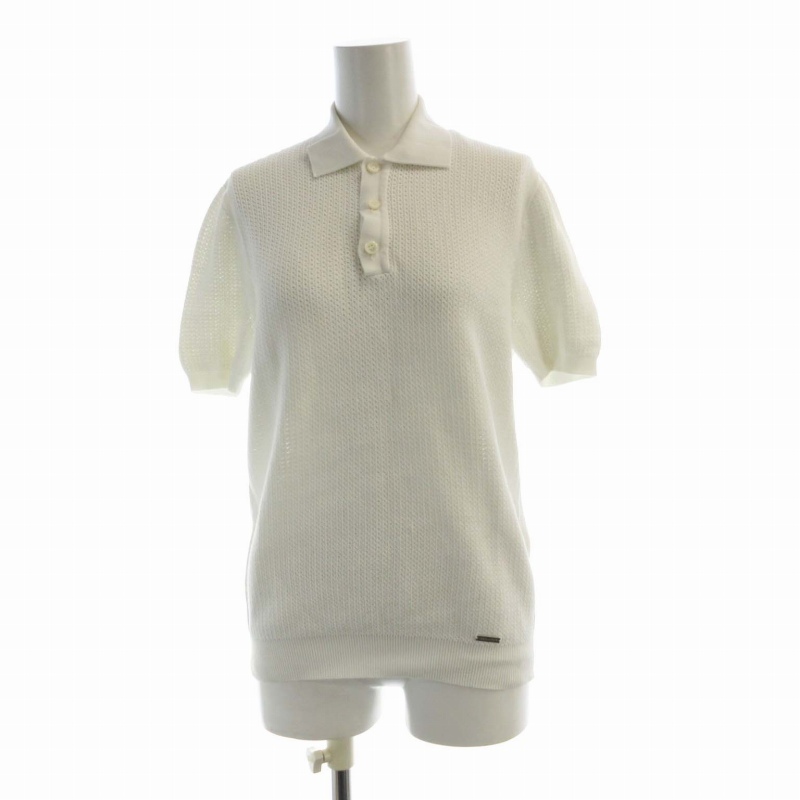 ディースクエアード DSQUARED2 ポロシャツ ニット ロゴプレート 半袖 S 白 ホワイト S71HA0507 /RO レディース拍卖