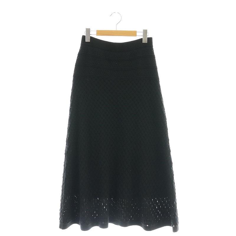 クミキョク 組曲 KUMIKYOKU ニットスカート ロング フレア 1 黒 /NR ■OS レディース拍卖