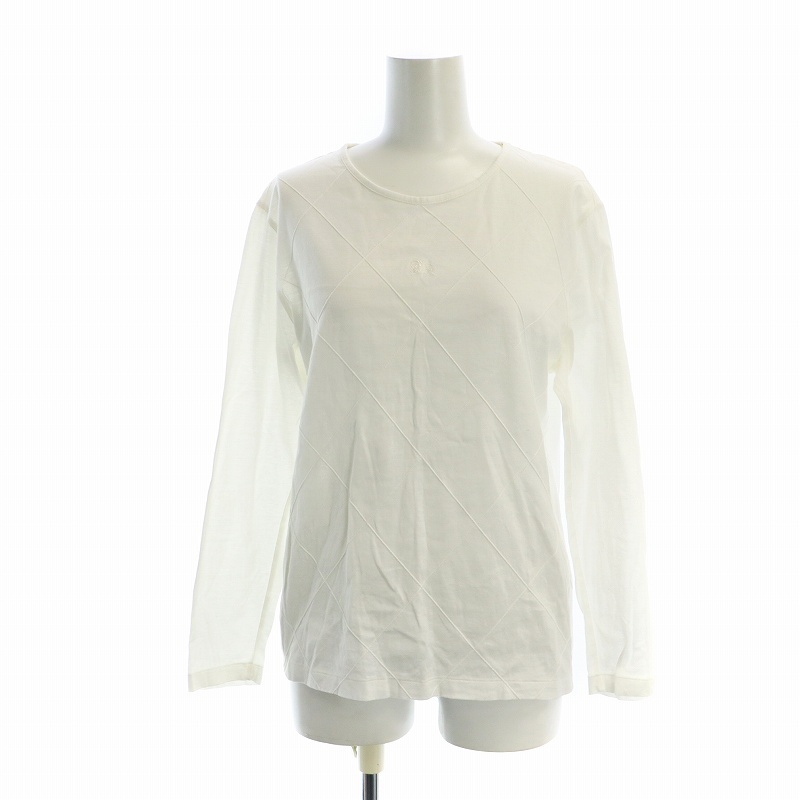 バーバリーズ Burberrys ヴィンテージ カットソー ロンT 長袖 チェック柄 ロゴ 刺繍 M 白 ホワイト ■GY11 /MQ レディース拍卖