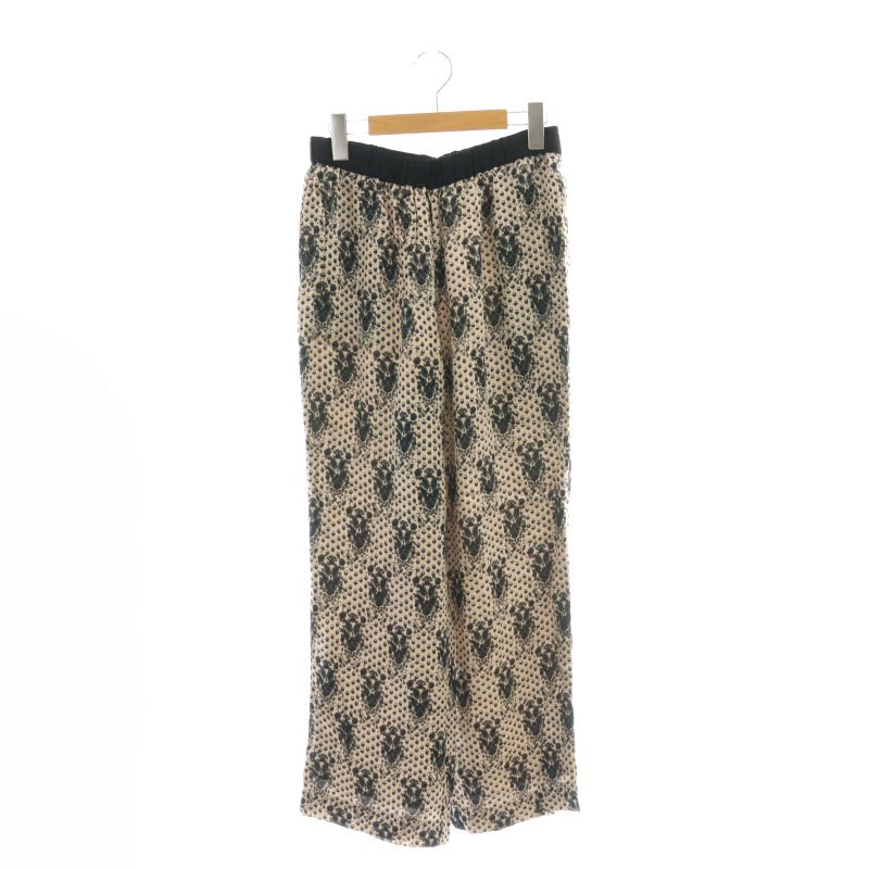 ヌキテパ NE QUITTEZ PAS! モダールサテンエスニックプリントパンツ ストレート イージー S グレー /AT ■OS ■SH レディース拍卖