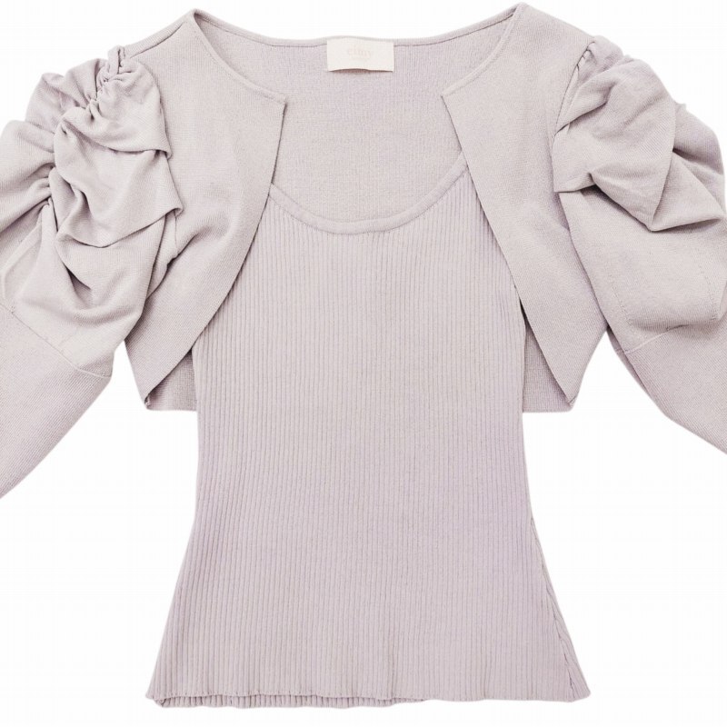 エイミーイストワール eimy istoire 近年 eimyチェーンパフスリーブカーデアンドタンク アンサンブルニット カーディガン拍卖