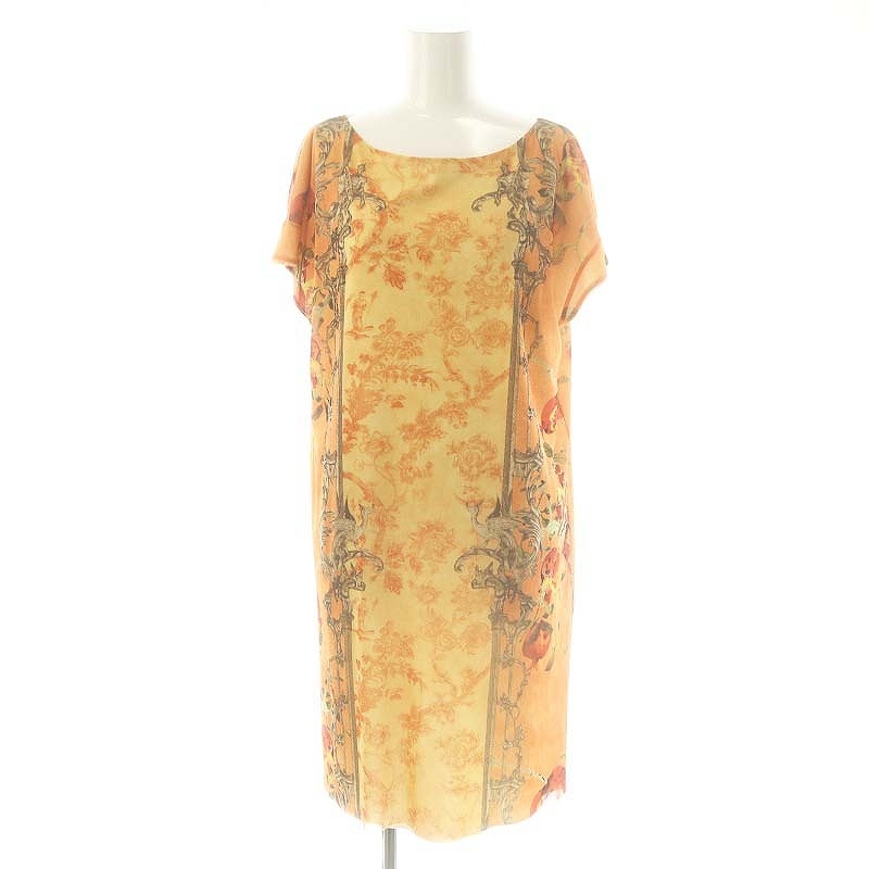 ヴィヴィアンタム VIVIENNE TAM パワーネット チャイナ ワンピース ひざ丈 0 オレンジ マルチカラー /DF ■OS レディース拍卖