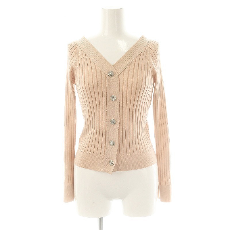 ルネ Rene ビジューボタンニット Vネック 長袖 36 ピンク /AT ■OS レディース拍卖