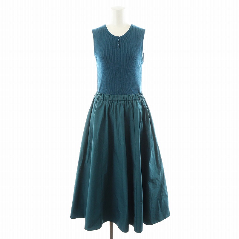 アナイ ANAYI 23AW ワンピース ロング丈 ノースリーブ ニット切替 38 エメラルドグリーン 102327-14-390-70-380 /AN12 レディース拍卖