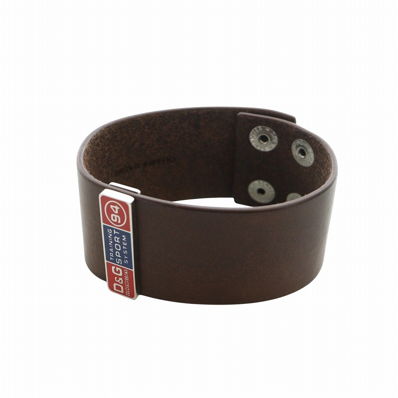 ディー&ジー ドルガバ ドルチェ&ガッバーナ D&G バングル ブレスレット アクセサリー レザー ロゴ 茶 ブラウン ■GY18 /MQ メンズ拍卖