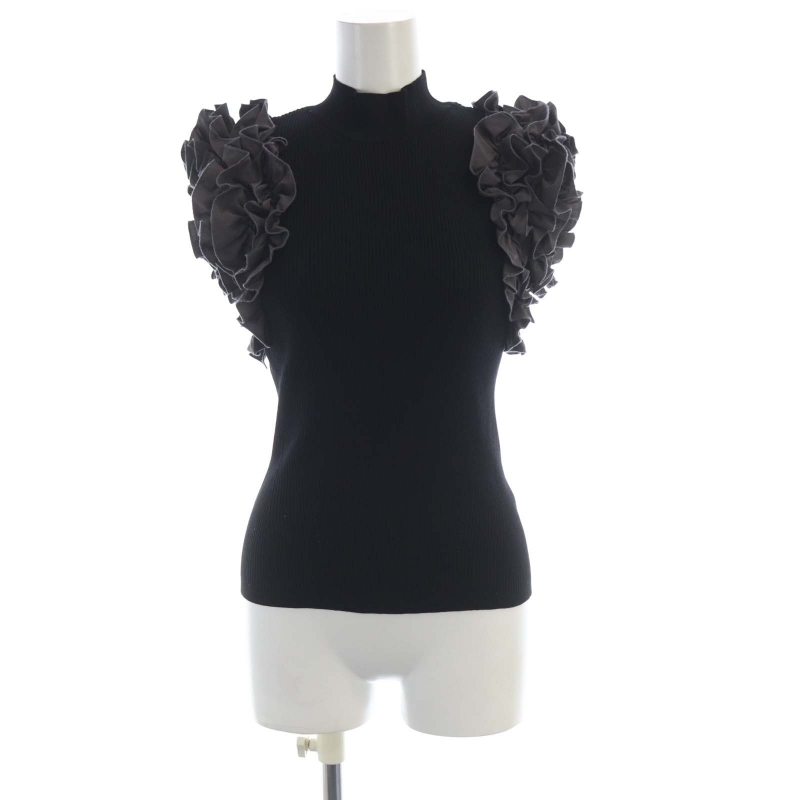 マイストラーダ Mystrada 23SS ニット セーター ノースリーブ フリル 38 グレー 黒 ブラック 33157871 /RO レディース拍卖