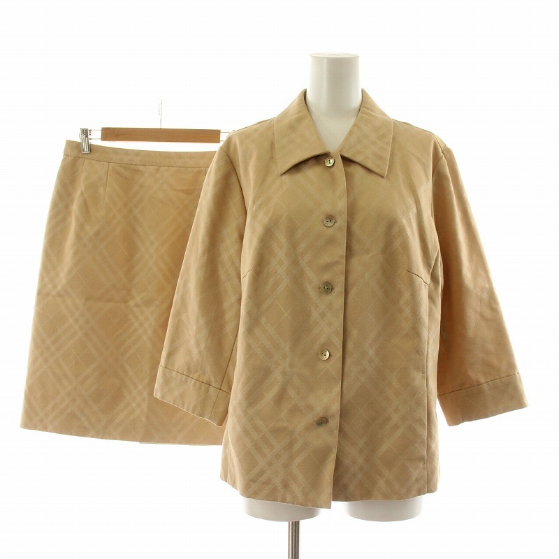 バーバリー ロンドン BURBERRY LONDON セットアップ ミニタイトスカート ジャケット シングルチェック ベージュ FEB70-039拍卖