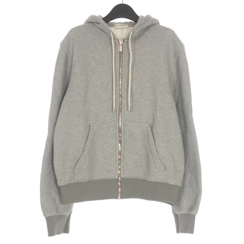 バレンシアガ BALENCIAGA バックロゴ ジップアップパーカー フーディ 長袖 XS グレー 435661 TSK12 国内正規 レディース拍卖
