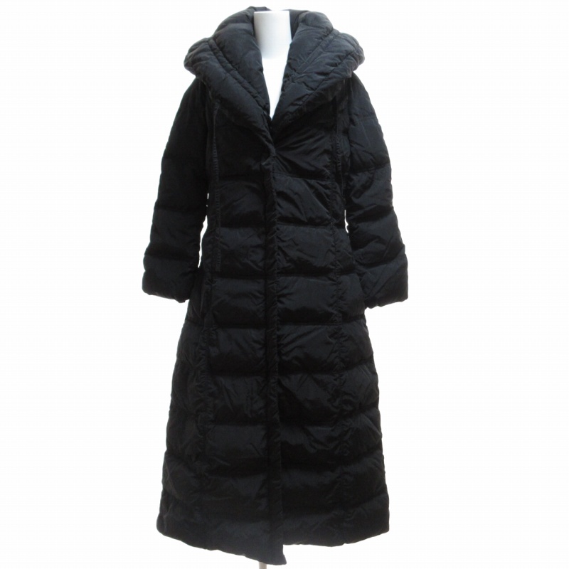 モンクレール MONCLER G32-003 NF EN 12934 CLASSE1 茶タグ ナイロン ダウンコート ロング マキシ丈 Aライン 黒 ブラック 0 約XS拍卖