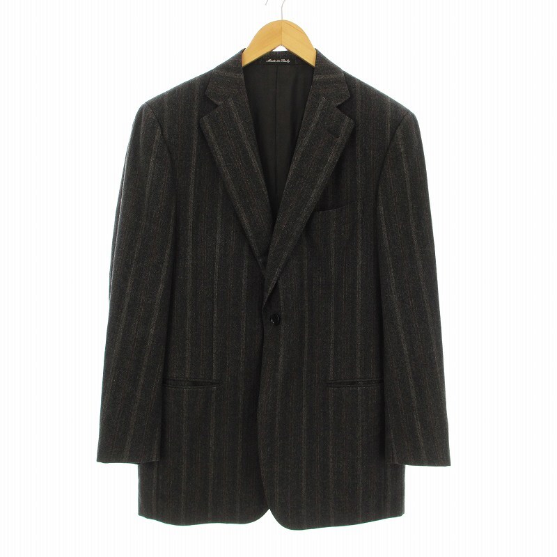 パルジレリ PAL ZILERI テーラードジャケット 1B ストライプ柄 ウール 50 黒 ブラック 33B 72RI /KU メンズ拍卖