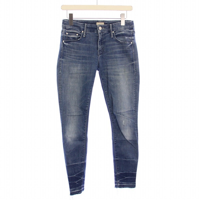 マザー mother デニムパンツ ジーンズ スキニー ジップフライ ストレッチ カットオフ W25 青 ブルー /BB ■GY41 レディース拍卖