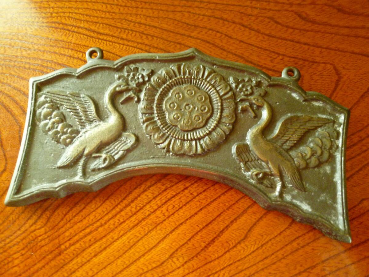 【即決・古銅】「孔雀文磬」横18cm ケイ けい 時代物 仏教美術 仏具 金工美術 法具 古美術拍卖