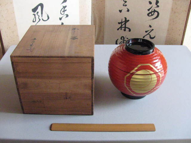 平安堂 かし器 菓子器 漆器 木地塗り 共箱 木製 昭和初期拍卖