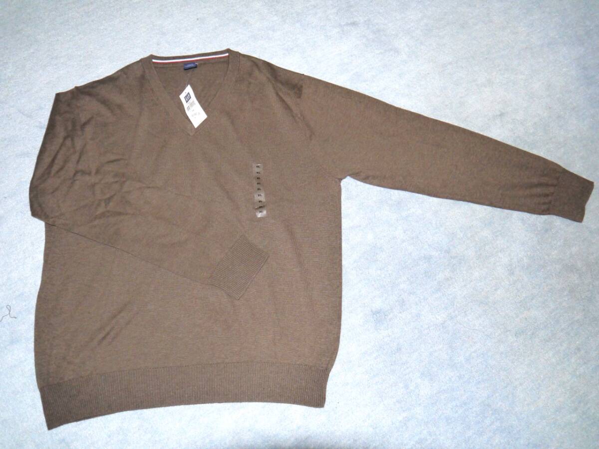 ■GAP Vネックセーター ブラウン 茶 XL ギャップ 新品拍卖