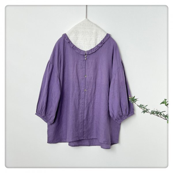 ps SM2 チュニック トップス ふんわり フリーサイズ 高質 綿100% ナチュラル 通気性肌触り抜群 純色 パープル系拍卖