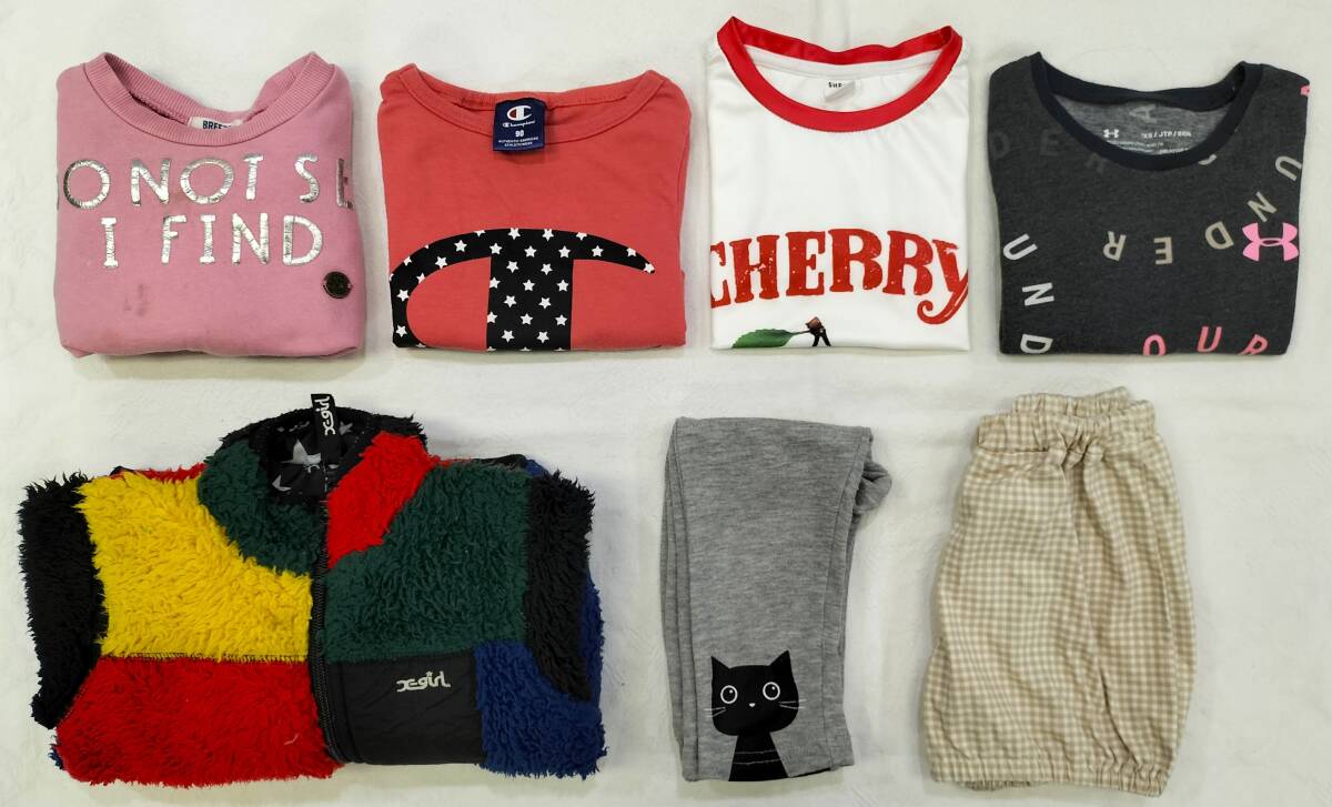【佐川発送】Champion・SHEIN・UNIQLO等 女の子用子供服90cm 7点まとめ売り ワンピース・半袖シャツ・半ズボン等 01拍卖