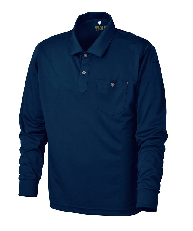 ★送料無料★No8441 長袖ワークポロシャツ ⑤紺 L・3L 各1着拍卖