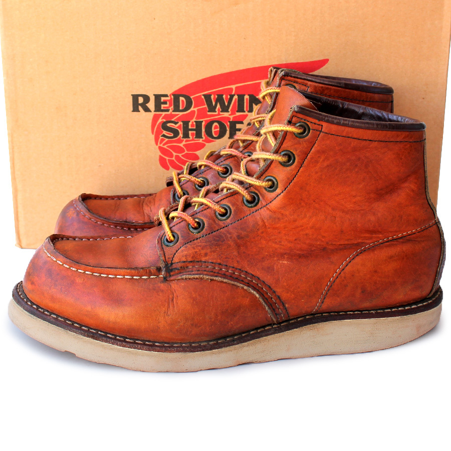 羽根タグ★Red Wing SHOES レッドウィング★6inch Classic Moc 875 US7.5=25.5 セッター モックトゥ ワークブーツ ブラウン p i-1452拍卖