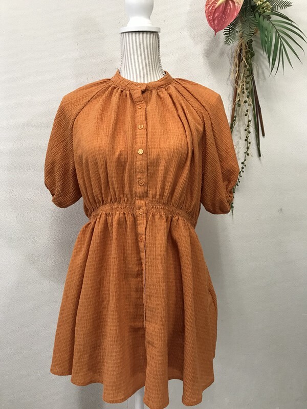 4047 【 FREAKS STORE 半袖 チュニックワンピース 】レディース サイズ:F 色:オレンジ拍卖