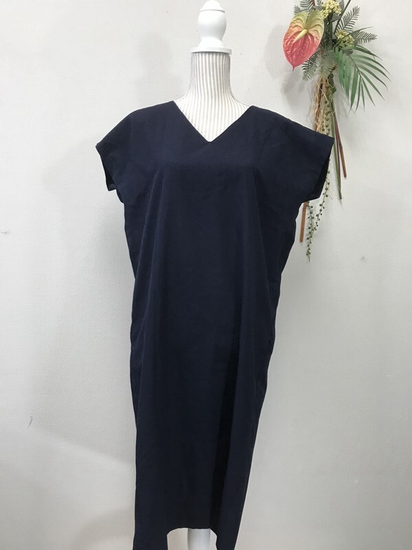 4067 【 relume JOURNAL STANDARD レーヨン入り 半袖ワンピース 】レディース サイズ:F 色:ネイビー拍卖