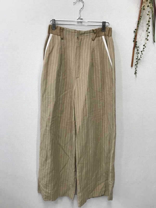 4080 【ヴェロフォンナ Re.Verofonna 麻 レーヨン入り ワイドパンツ 】レディース サイズ:38 色:ベージュ拍卖