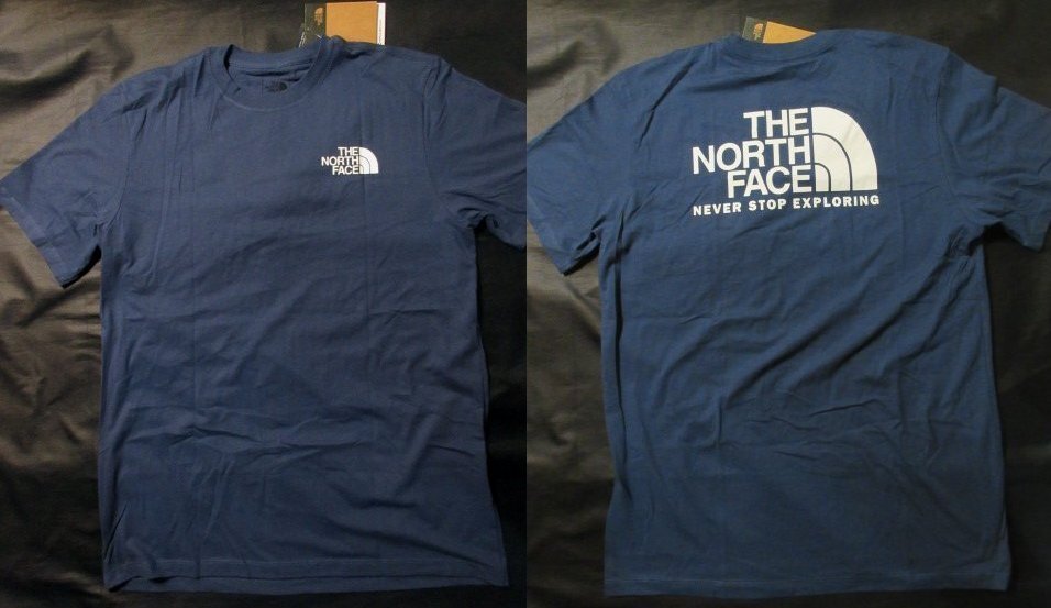本物正規◆ノースフェイス◆Tシャツ THROWBACK ■青/白■XL■SHADY BLUE新品■アメリカ限定/DC1 The North Face メンズ 半袖拍卖