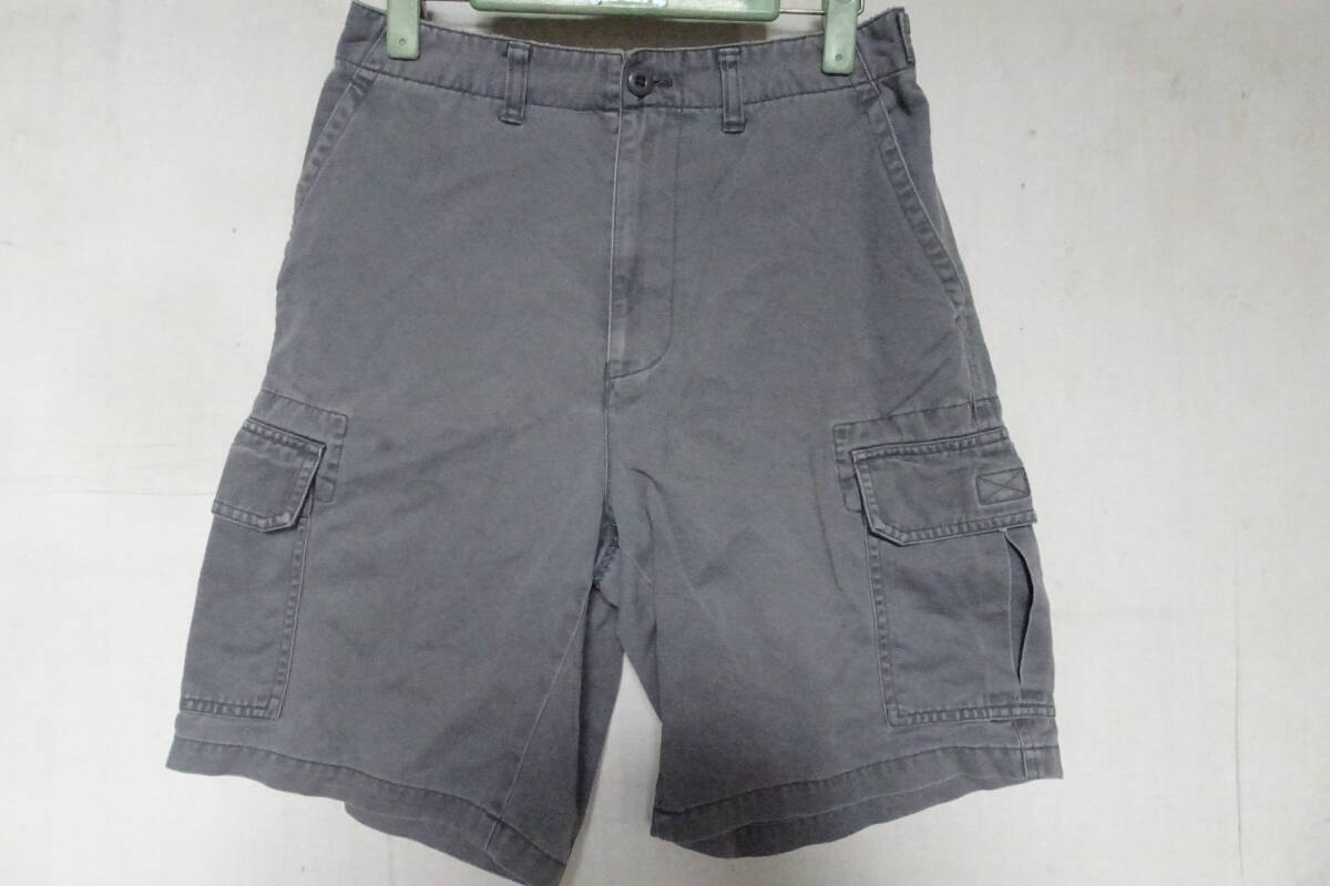 UNIQLO/ユニクロ/ハーフカーゴパンツ/ひざ上丈/ジップフライ/綾織り綿素材/ウエストサイドボタンベルト/グレー/ウエスト73(6/26R7)拍卖