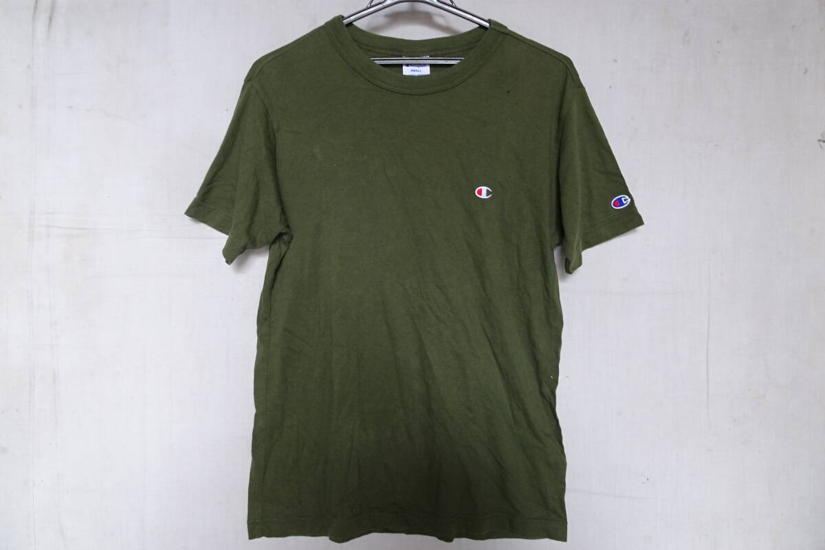 Champion/チャンピオン/C3-P300/半袖Tシャツ/クルーネック/ロゴししゅう/シンプル/無地/緑系カーキ/Sサイズ(6/27R7)拍卖