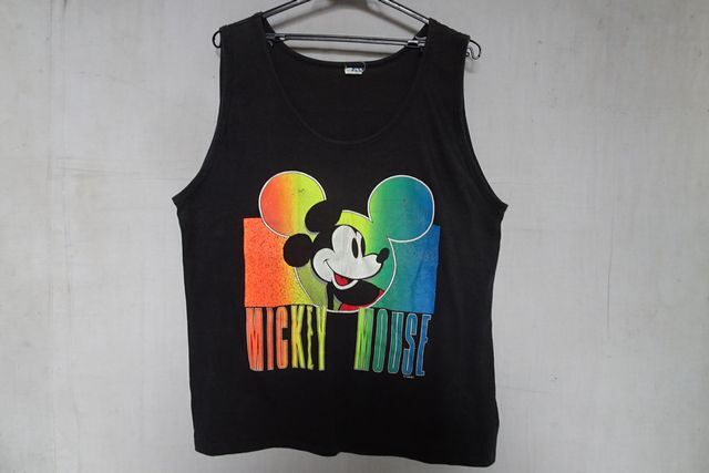 ARTEX/アルテックス/タンクトップ/MICKEY/ミッキー/USA製/ヴィンテージ/蛍光カラープリント/黒/ブラック/Lサイズ(6/11R7)拍卖