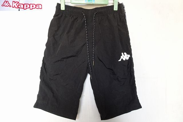 Kappa/カッパ/KP5001/ショートパンツ/ひざ上丈/ナイロン素材/脇ブランドネーム入テープ貼付け縫/スポーツ/黒/ブラック/Mサイズ(6/30R7)拍卖