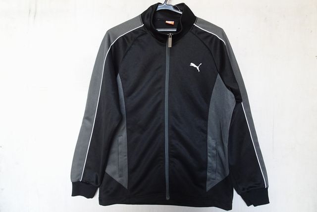 PUMA/プーマ/508055/長袖トラックジャケット/ジャージ素材/前ジップアップ/グレー切替配色/スポーツ/黒/ブラック/Mサイズ(6/30R7)拍卖