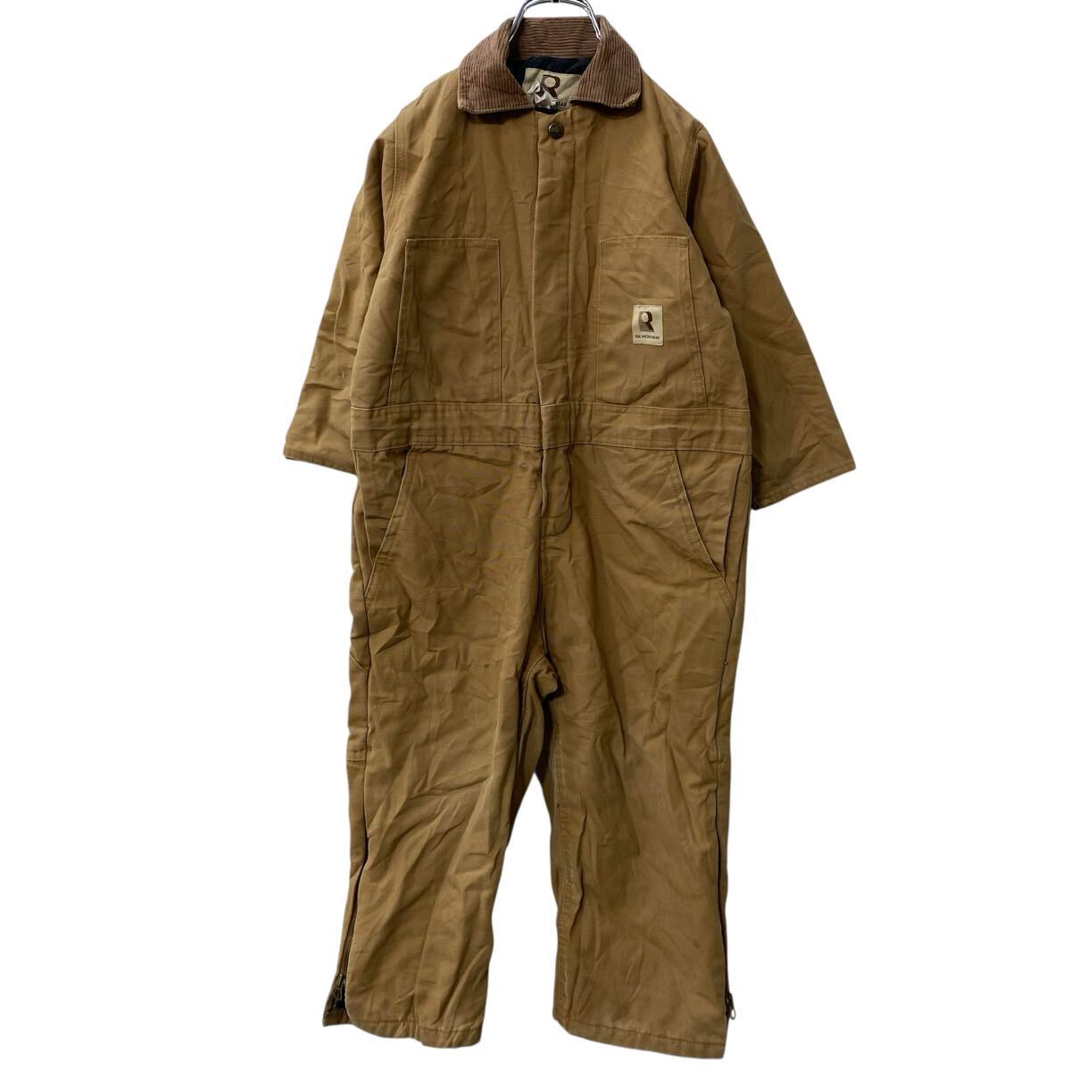 REAL WORK WEAR 中綿 ダック 長袖つなぎ キッズ W32 120~ XS ブラウン オールインワン IDEALジップ 古着卸 アメリカ仕入 a706-6229拍卖