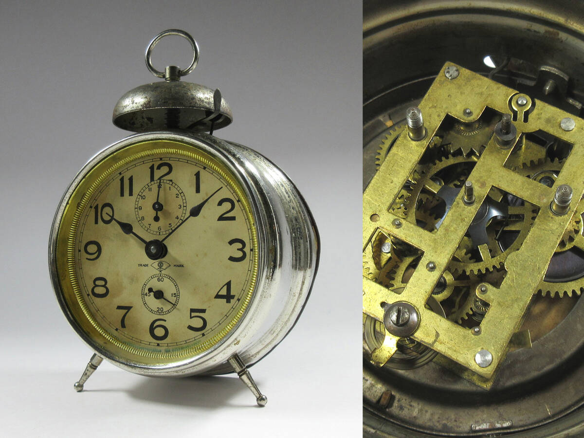 精工舎 1899年~ アンティーク 日本初の目覚まし時計 トレードマーク 扇子Sロゴ アイボリーアラビア ゼンマイ式 置時計 セイコー拍卖