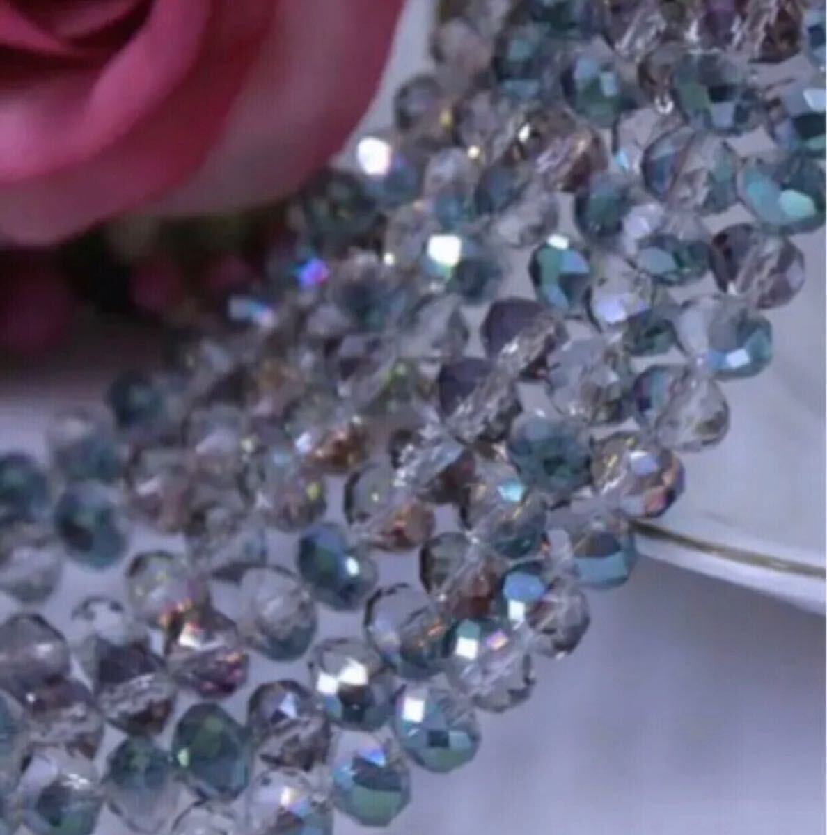 3本組 2mm ボタンカットビーズ クリスタルガラス キラキラ メッキ加工拍卖