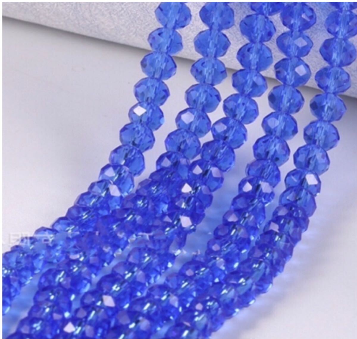 3本組 2mm ボタンカットビーズ クリスタルガラス キラキラ 青拍卖
