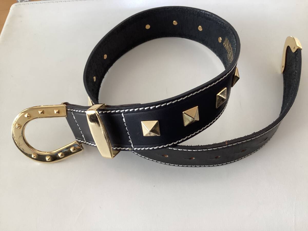★未使用★ジュンコシマダ 牛革ベルト 45㎜巾 黒拍卖