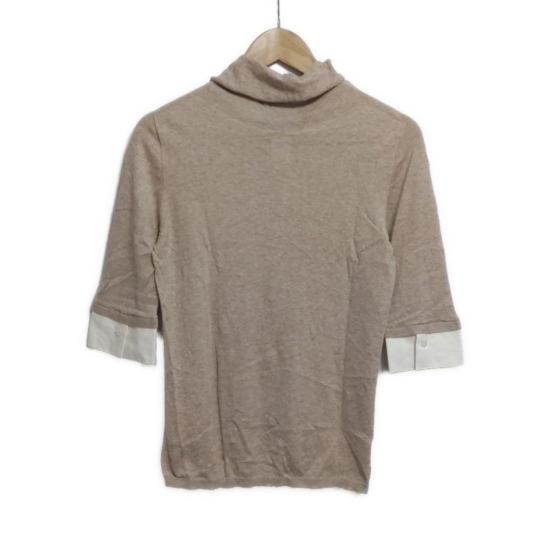 チヴィディーニ CIVIDINI 七分袖セーター/ニット サイズ42 M - ピンクベージュ×白 レディース タートルネック トップス拍卖