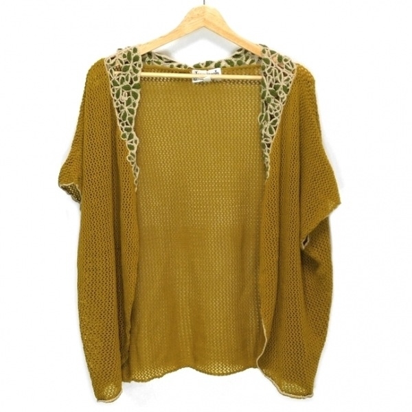 ホコモモラ JOCOMOMOLA カーディガン サイズ40 XL - カーキ×グリーン×ベージュ レディース 半袖 トップス拍卖