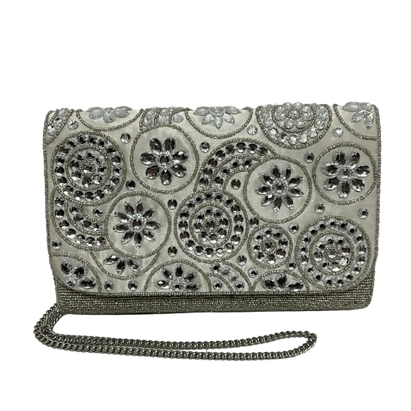 ユナイテッドアローズ グリーンレーベル United Arrows GREEN LABEL RELAXING クラッチバッグ - オフホワイト×シルバー バッグ拍卖