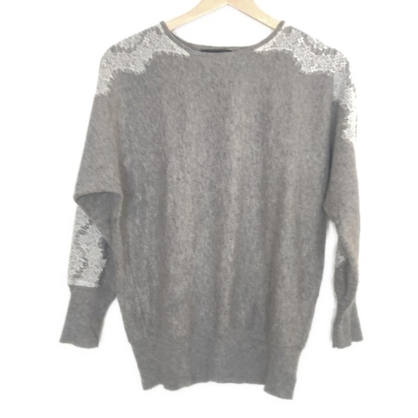 グリーンレーベルリラクシング green label relaxing 長袖セーター/ニット - グレー×白 レディース レース トップス拍卖